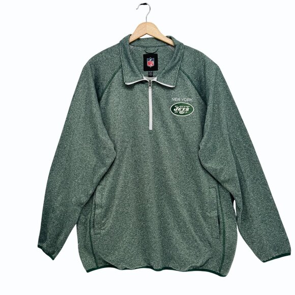 NFL New York Jets Pullover Jacket 1/2 Zip Mens 3XL Green Embroidered GIII Sports - Picture 1 of 10